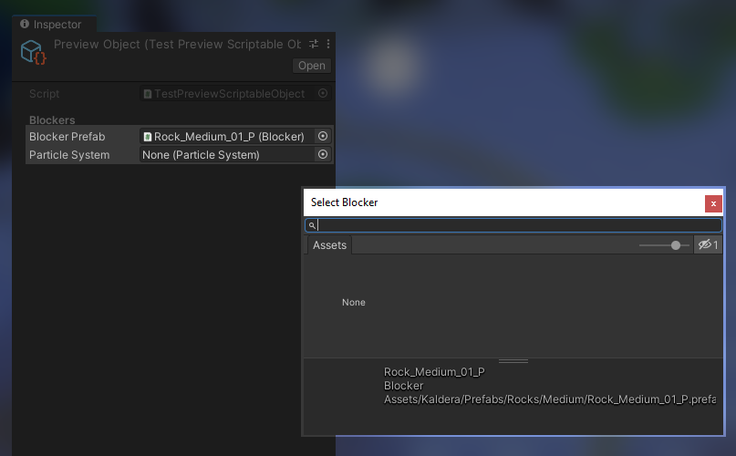 Unity Inspector view without Preview Field enabled